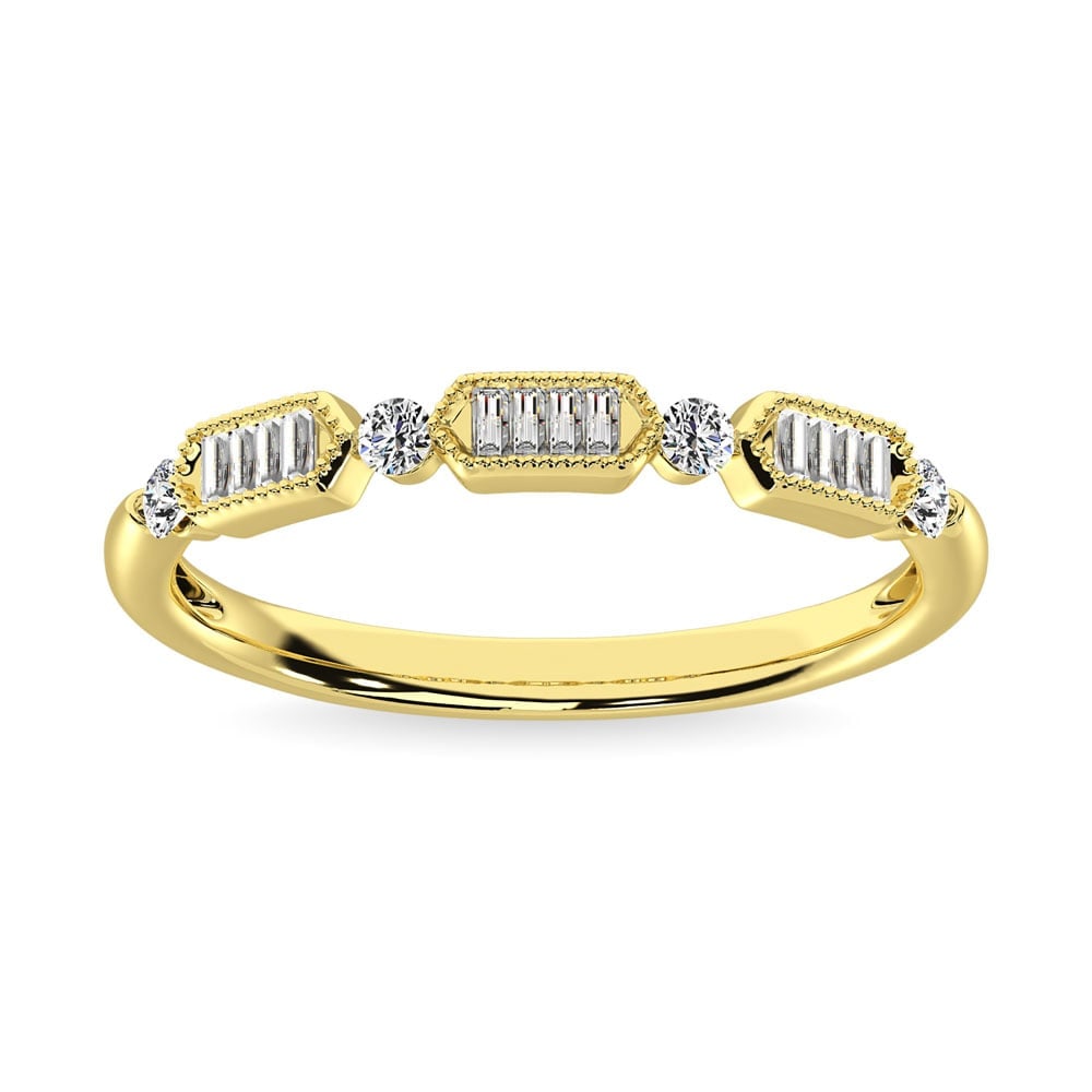 Diamond 1/5 Ct.Tw. Anniversary Band in Sterling Silver: Diamond 1/5 Ct.Tw. Anniversary Band in Sterling Silver 14k Yellow Gold Stone Color: G-h Stone Clarity: I2 Each ring is presented in standard size 6.5. Complimentary resizing is available between sizes