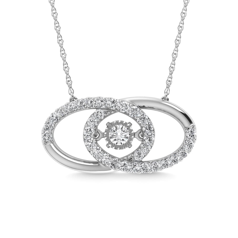 Diamond 1/4 Ct.Tw. Oval Shape Pendant in 10K White Gold: Diamond 1/4 Ct.Tw. Oval Shape Pendant in 10K White Gold 10k White Gold Stone Color: G-h Stone Clarity: I1 Unless otherwise specified, pendants that include a chain are paired with our standard 18-inch
