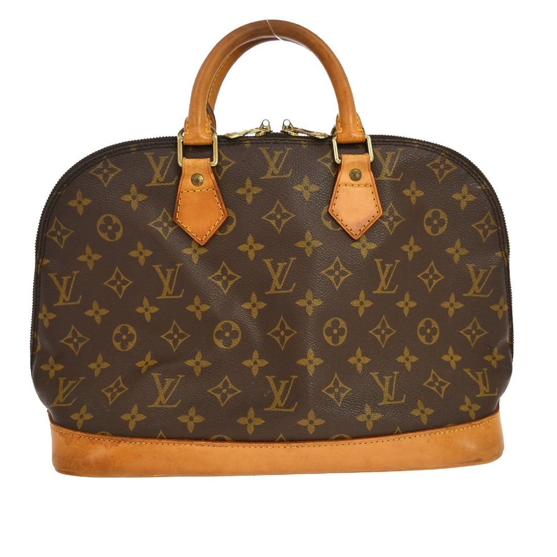 Louis Vuitton Alma M51130 Monogram Canvas Handbag: Louis Vuitton Alma M51130 Monogram Canvas Handbag Vintage Louis Vuitton Alma handbag in Monogram canvas with leather trim, designed in a medium size with a zip closure and double handles. It features 