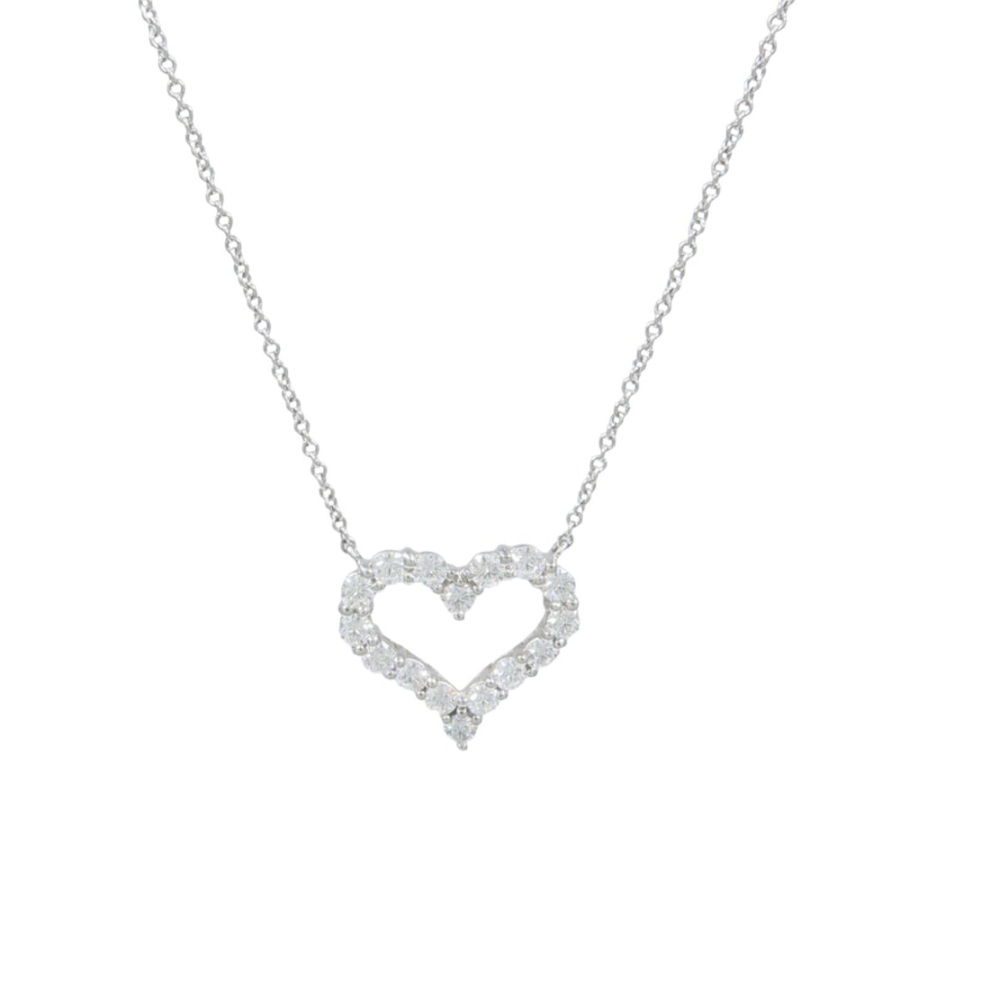 Tiffany Co Heart Pendant Necklace Pt950 Platinum Diamond: Tiffany Co Heart Pendant Necklace Pt950 Platinum Diamond Diamond heart pendant necklace in Pt950 platinum with diamond accents. The necklace features a clear motif measuring 15 mm wide by 15 mm high a
