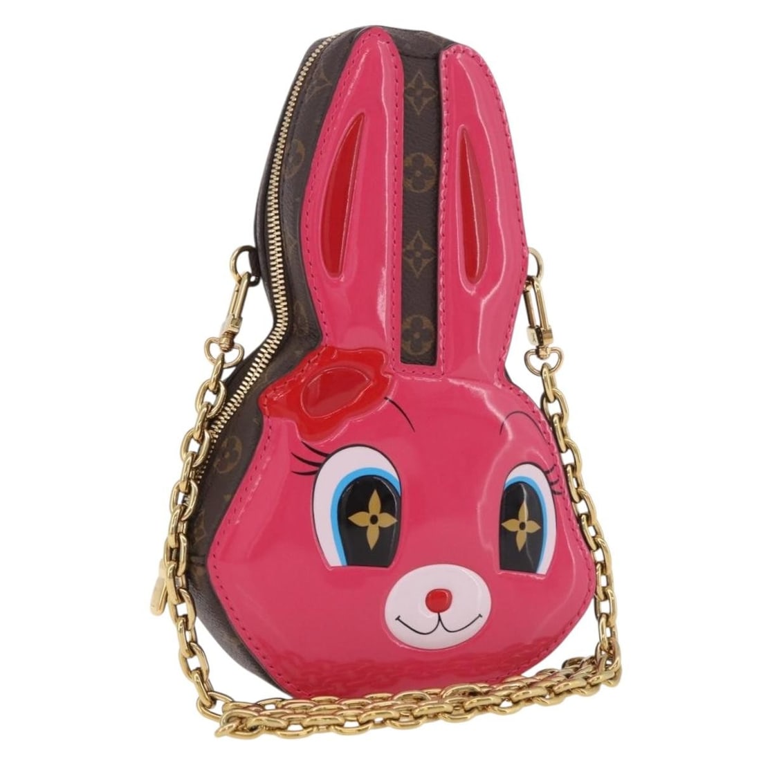 Louis Vuitton M11452 Monogram Canvas Shoulder Bag Rose Rabbit Wallet Chain: Louis Vuitton M11452 Monogram Canvas Shoulder Bag Rose Rabbit Wallet Chain Louis Vuitton Monogram Wallet On Chain Rabbit Bag in Monogram Canvas with Rose accents. This shoulder bag is made in Italy an