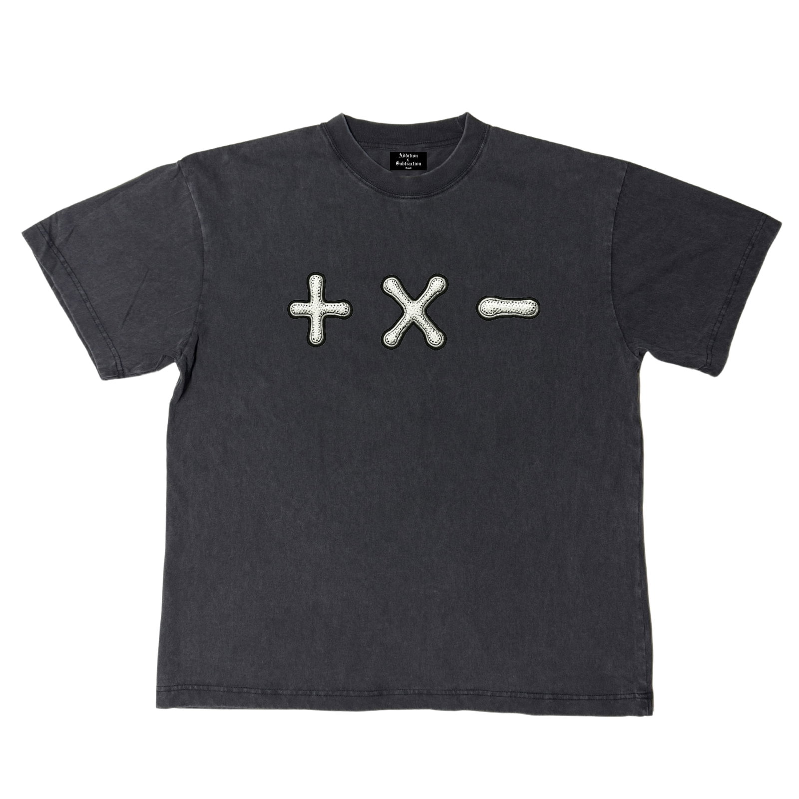 Addition By Subtraction Plus By Minus Black Vintage Tee XL: Addition By Subtraction Plus By Minus Black Vintage Tee XL This Addition By Subtraction Plus By Minus vintage black tee features a classic design and is offered in unworn, un-used condition. The shirt