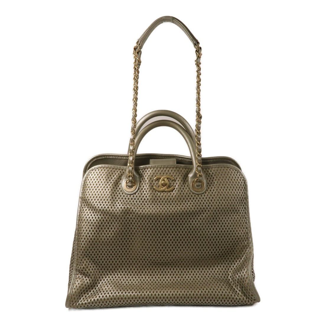 Chanel Up In The Air A67654 Calfskin 2 Way Tote Shoulder Bag: Chanel Up In The Air A67654 Calfskin 2 Way Tote Shoulder Bag CHANEL CC GHW Up In The Air Tote 2 Way Shoulder Bag A67654 in calfskin leather. It features a silver x silver colorway, a turn lock closure