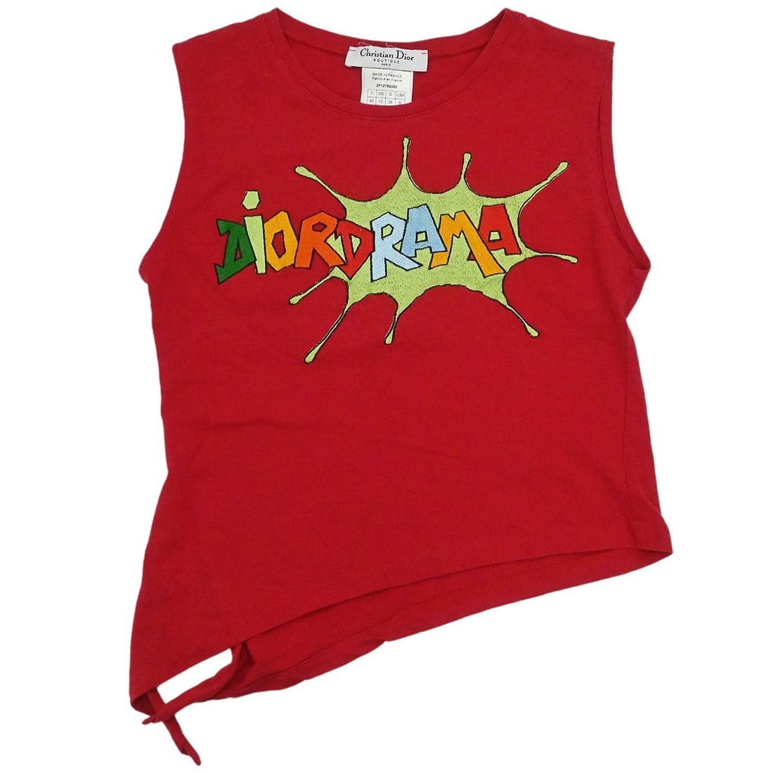 Dior Red Cotton Sleeveless Tank Top Womens FR 40: Dior Red Cotton Sleeveless Tank Top Womens FR 40 Christian Dior sleeveless tank top in red, made from 100% cotton. It features a round neck, regular fit, and logo accent, with a casual T-shirt style s