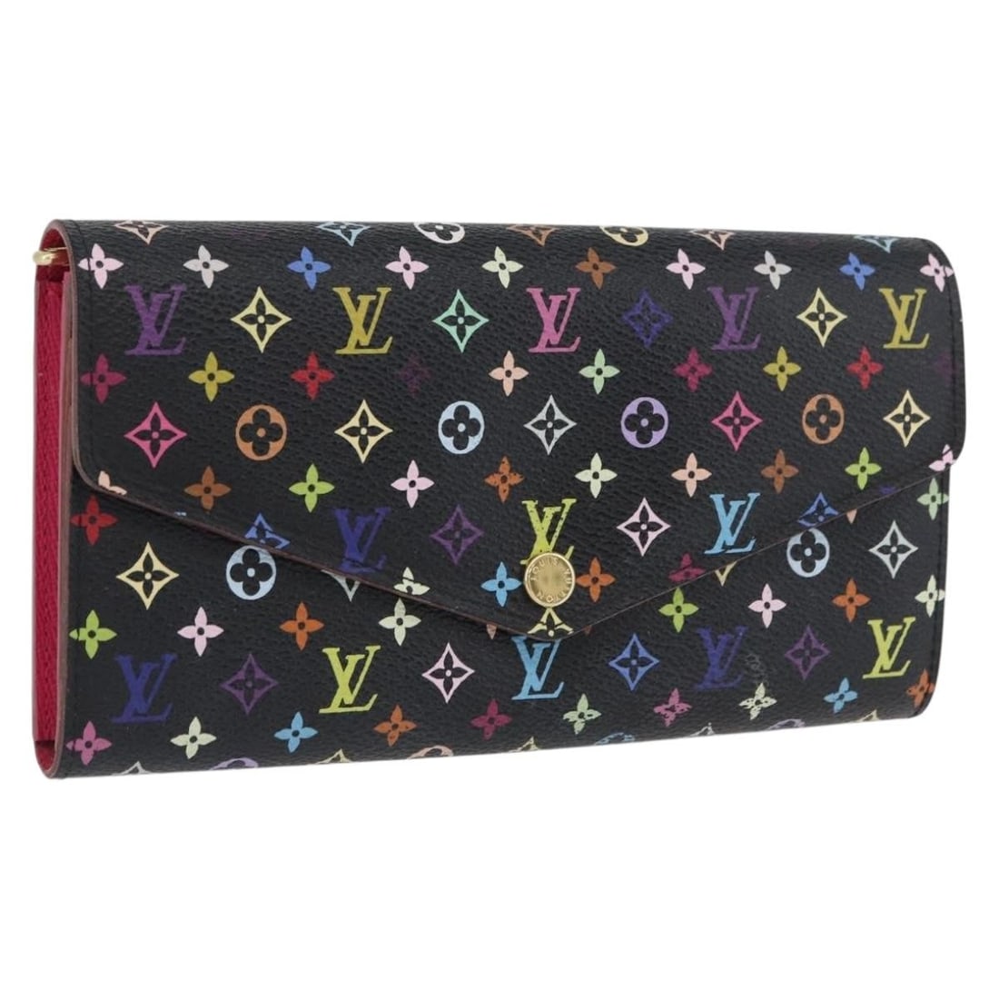 Louis Vuitton Multicolor Sarah Long Wallet Black Canvas M60668: Louis Vuitton Multicolor Sarah Long Wallet Black Canvas M60668 This Louis Vuitton Multicolor Portefeiulle Sarah long wallet features a black Monogram Multicolor canvas exterior. Designed for women, it
