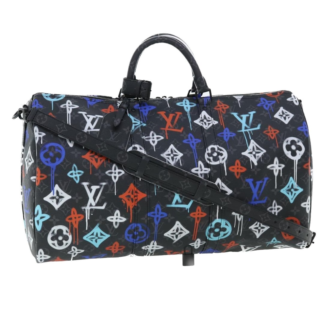 Louis Vuitton M21384 Keepall Bandouliere 50 Monogram Eclipse Boston Bag: Louis Vuitton M21384 Keepall Bandouliere 50 Monogram Eclipse Boston Bag Louis Vuitton Keepall Bandouliere 50 Boston bag in Monogram Eclipse canvas, made in France. This authenticated bag features a st