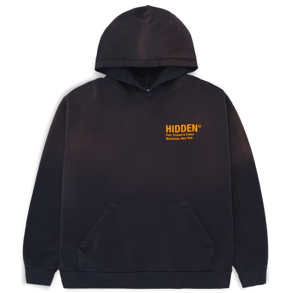 Hidden Vintage Logo Lace Up Hoodie Sun Faded Navy Large (1 of 2)
