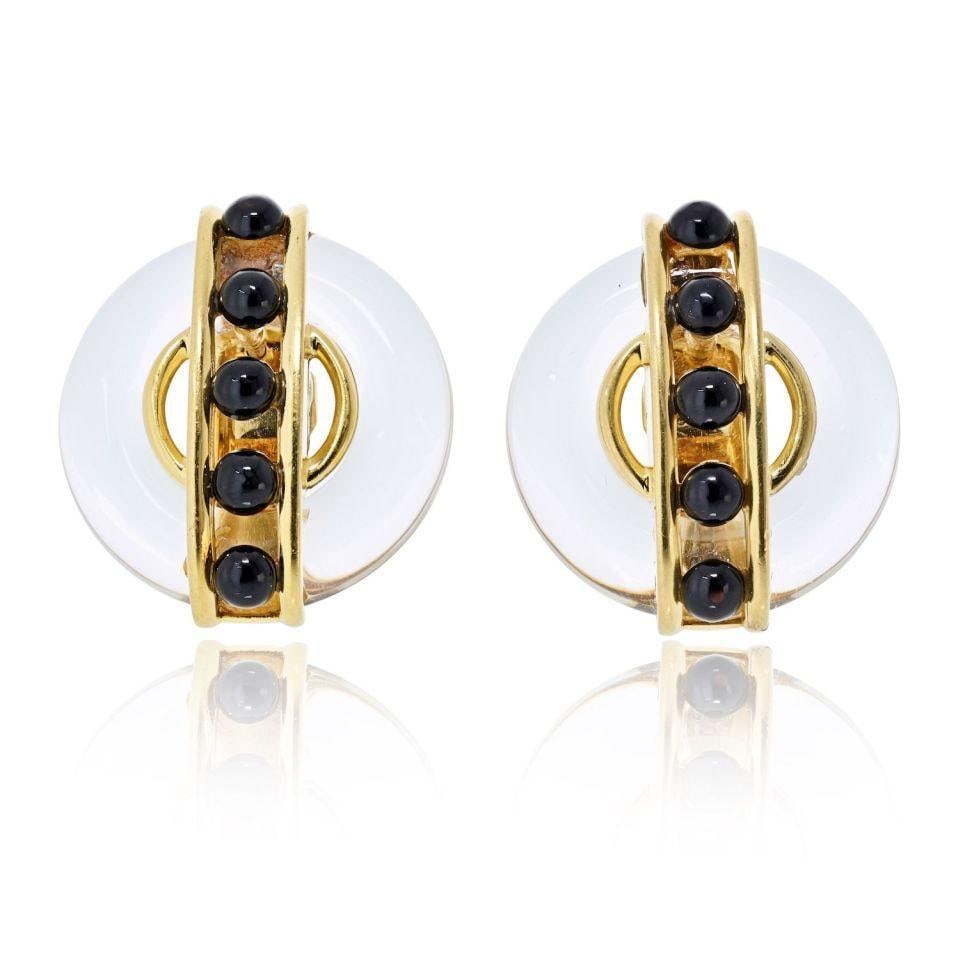 Aldo Cipullo 1973 Rock Crystal Earrings in 18K Yellow Gold (1 of 4)