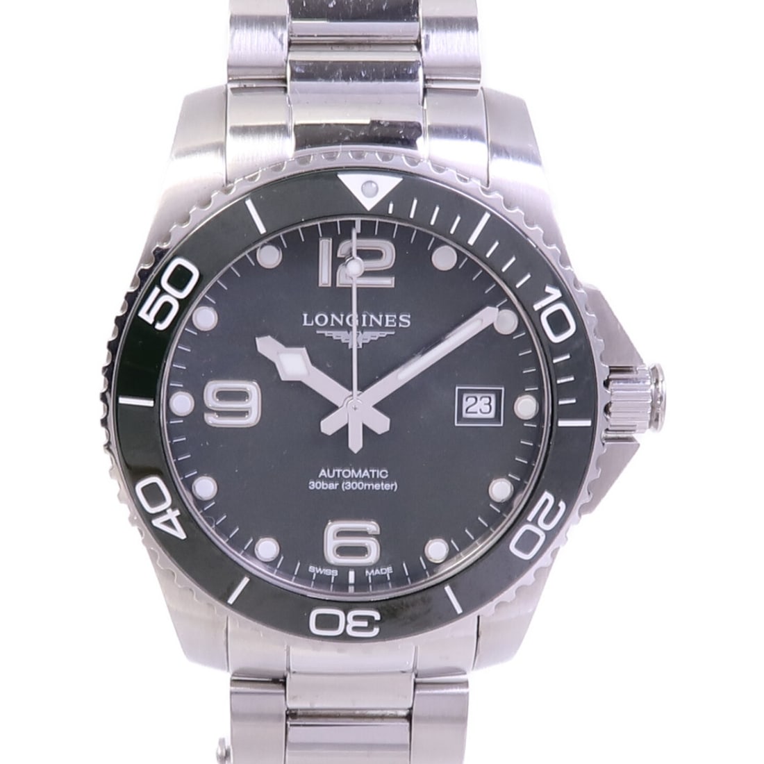LONGINES Hydroconquest L37814066 Mens Automatic Stainless Steel Wristwatch Green: LONGINES Hydroconquest L37814066 Mens Automatic Stainless Steel Wristwatch Green Men's LONGINES Hydroconquest wristwatch in stainless steel with a green dial and green frame color. It features an auto