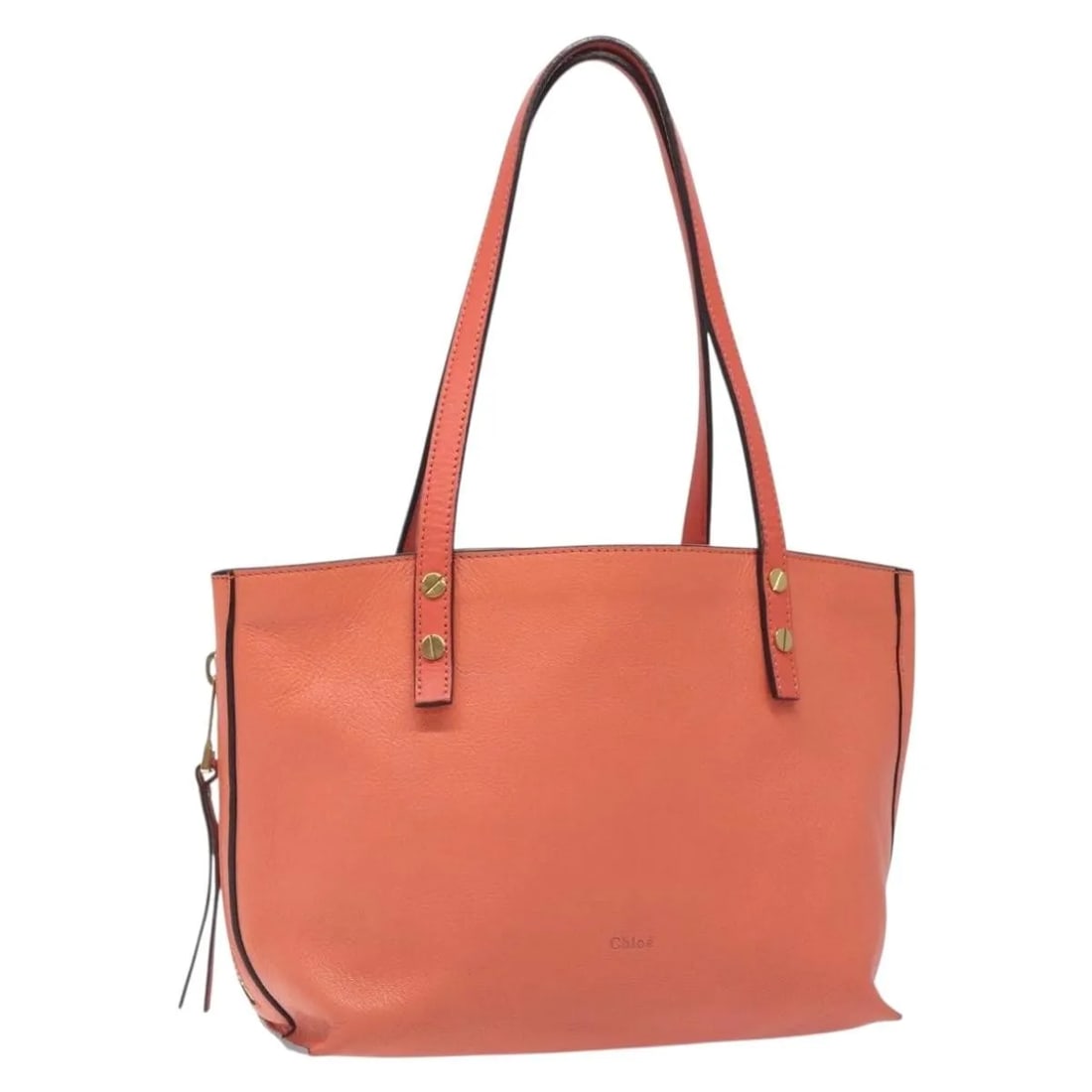Chloe Orange Leather Dilan Tote Bag 26cm by 20cm by 13cm: Chloe Orange Leather Dilan Tote Bag 26cm by 20cm by 13cm The Chloe Dilan Tote is a leather handbag designed for women in a vibrant orange color. It features a compact design suitable for everyday use,