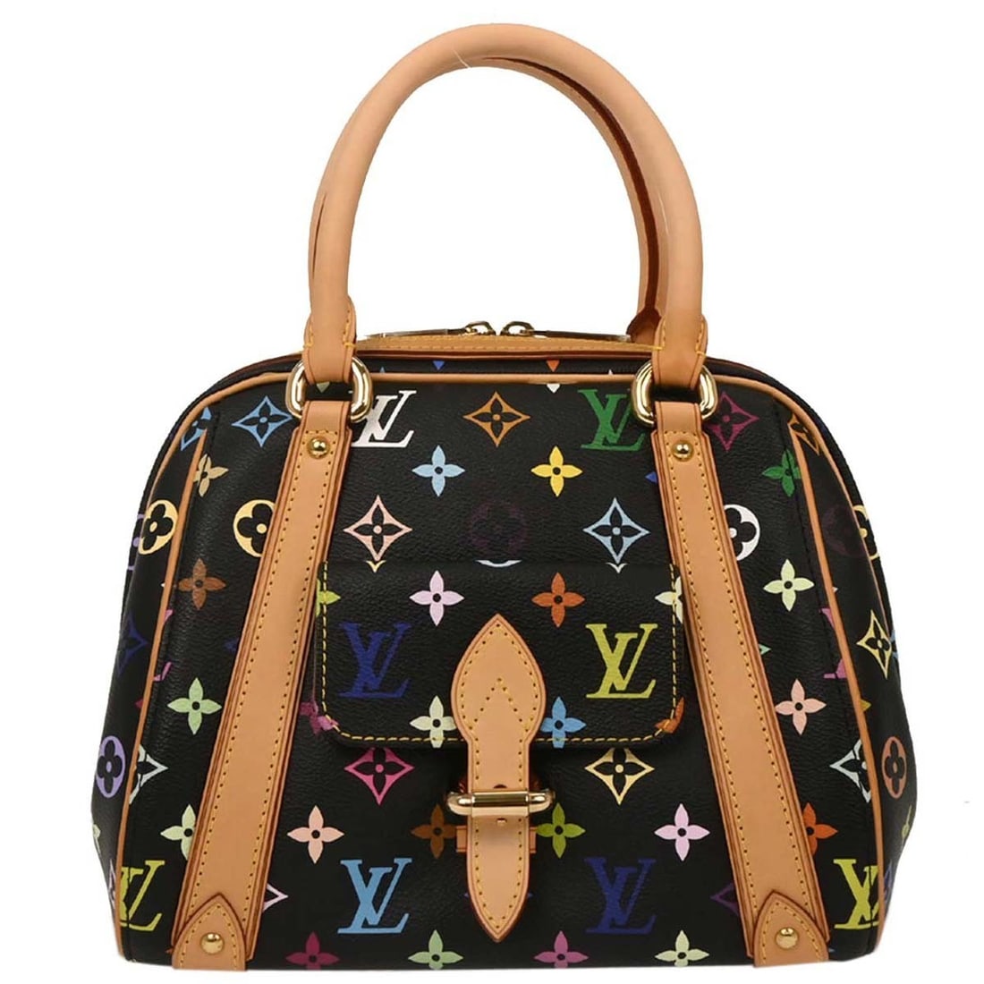 Louis Vuitton Priscilla Black Multicolor Monogram Hand Bag M40097 (1 of 10)