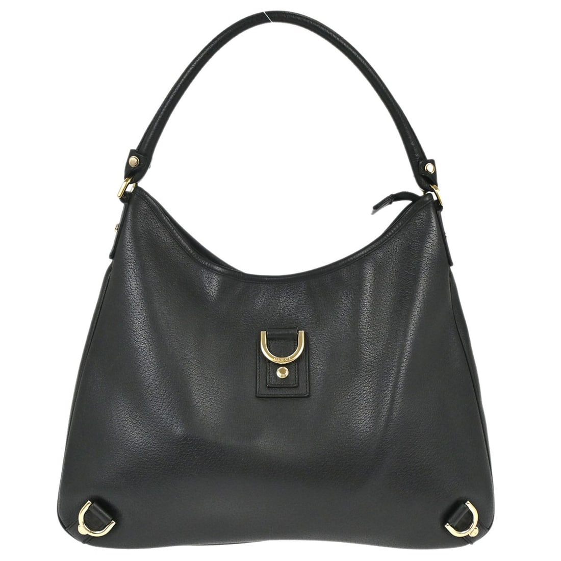 Gucci Abbey D ring black leather top handle bag 130737: Gucci Abbey D ring black leather top handle bag 130737 This Gucci Abbey D-ring handbag is a medium top handle bag crafted in black leather and made in Italy. It is a vintage women's bag with a structu