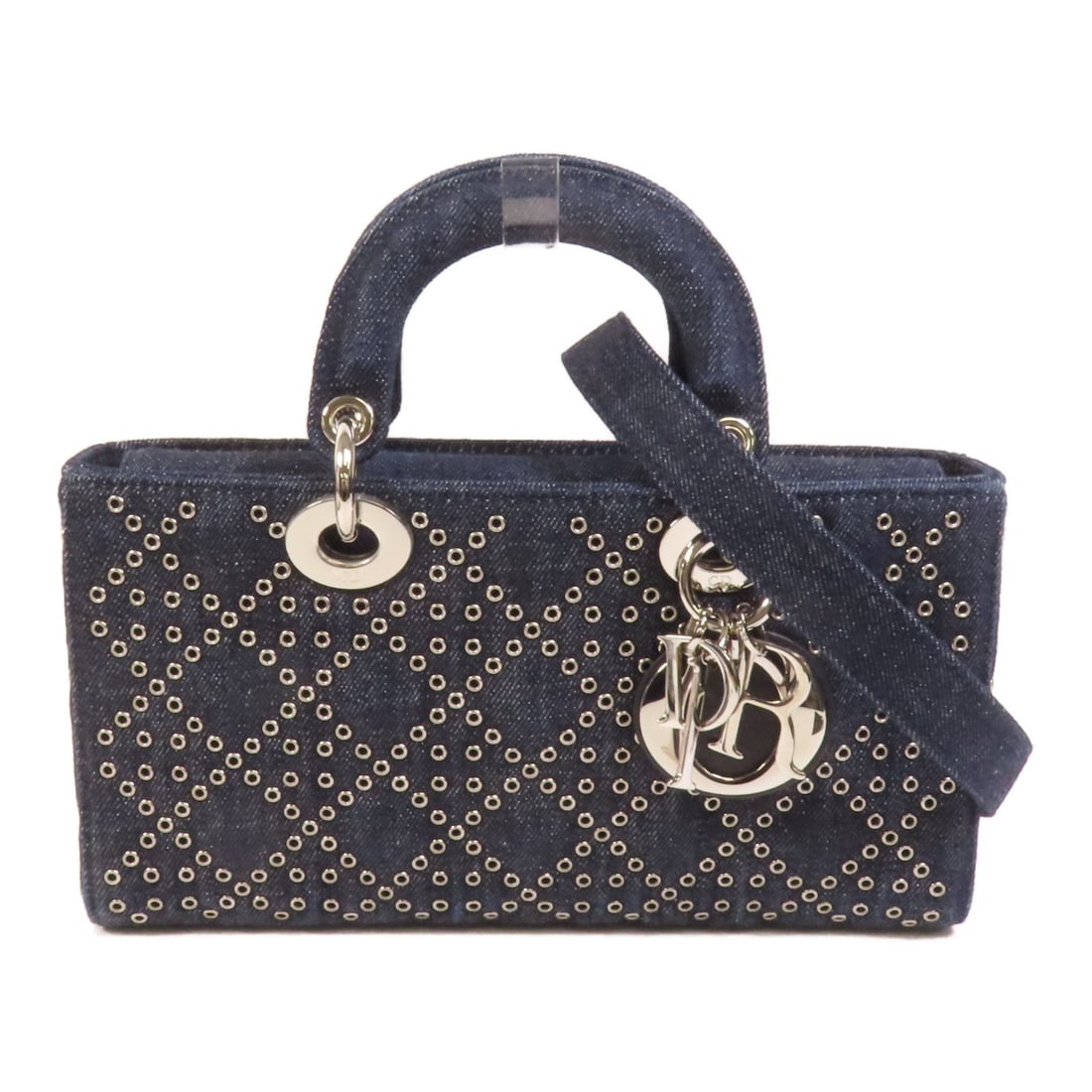 Dior Lady D-Joy denim 2-way shoulder handbag in blue: Dior Lady D-Joy denim 2-way shoulder handbag in blue A Christian Dior Lady D-joy 2Way Shoulder Handbag in blue denim, presented in very good AB condition. This bag features a flap pocket, a handle str