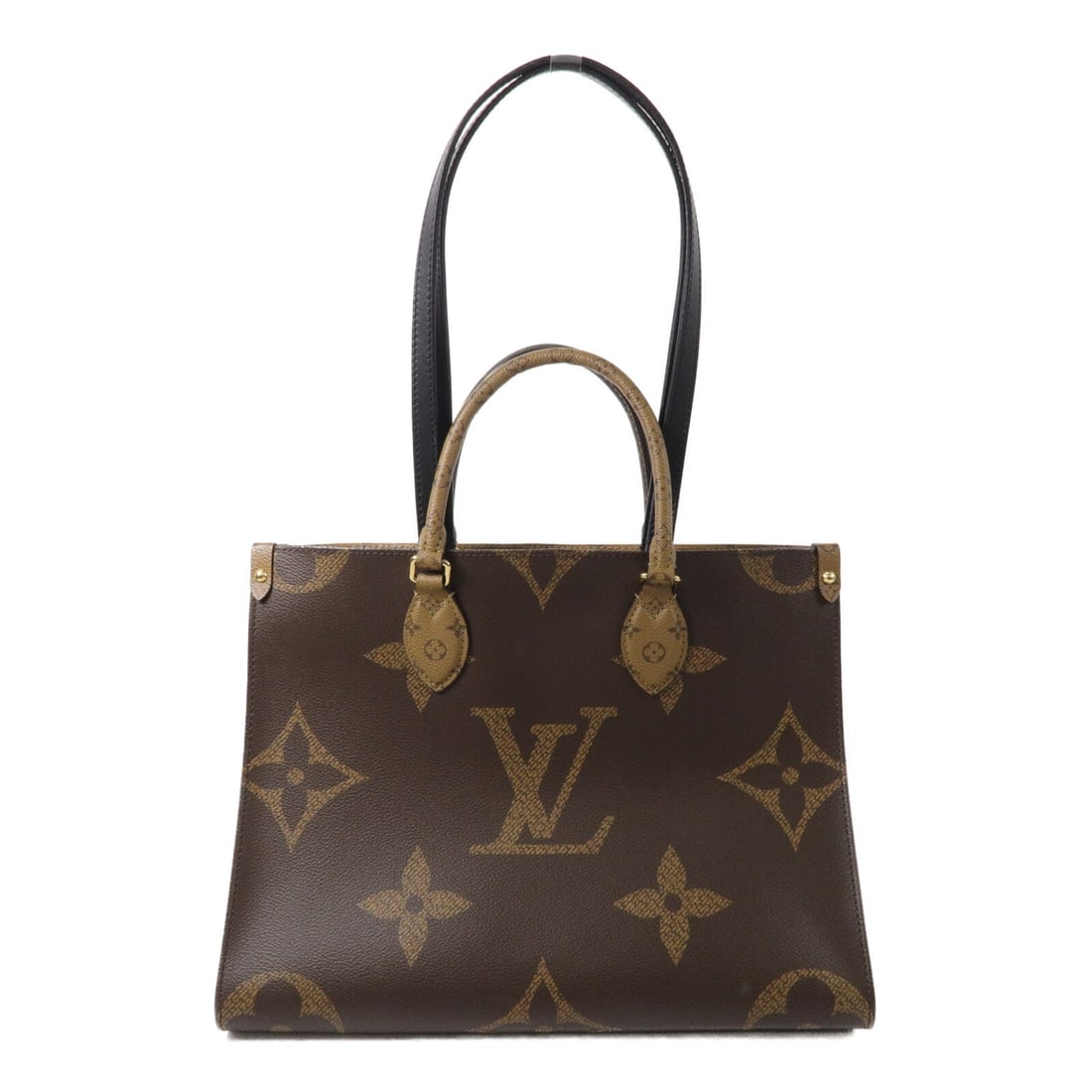 Louis Vuitton Onthego MM M45321 Monogram Giant Brown Tote Bag: Louis Vuitton Onthego MM M45321 Monogram Giant Brown Tote Bag Louis Vuitton On The Go MM 2 Way Bag, model M45321, in Brown with Monogram Giant and PVC coated canvas. It features two open inside pocket