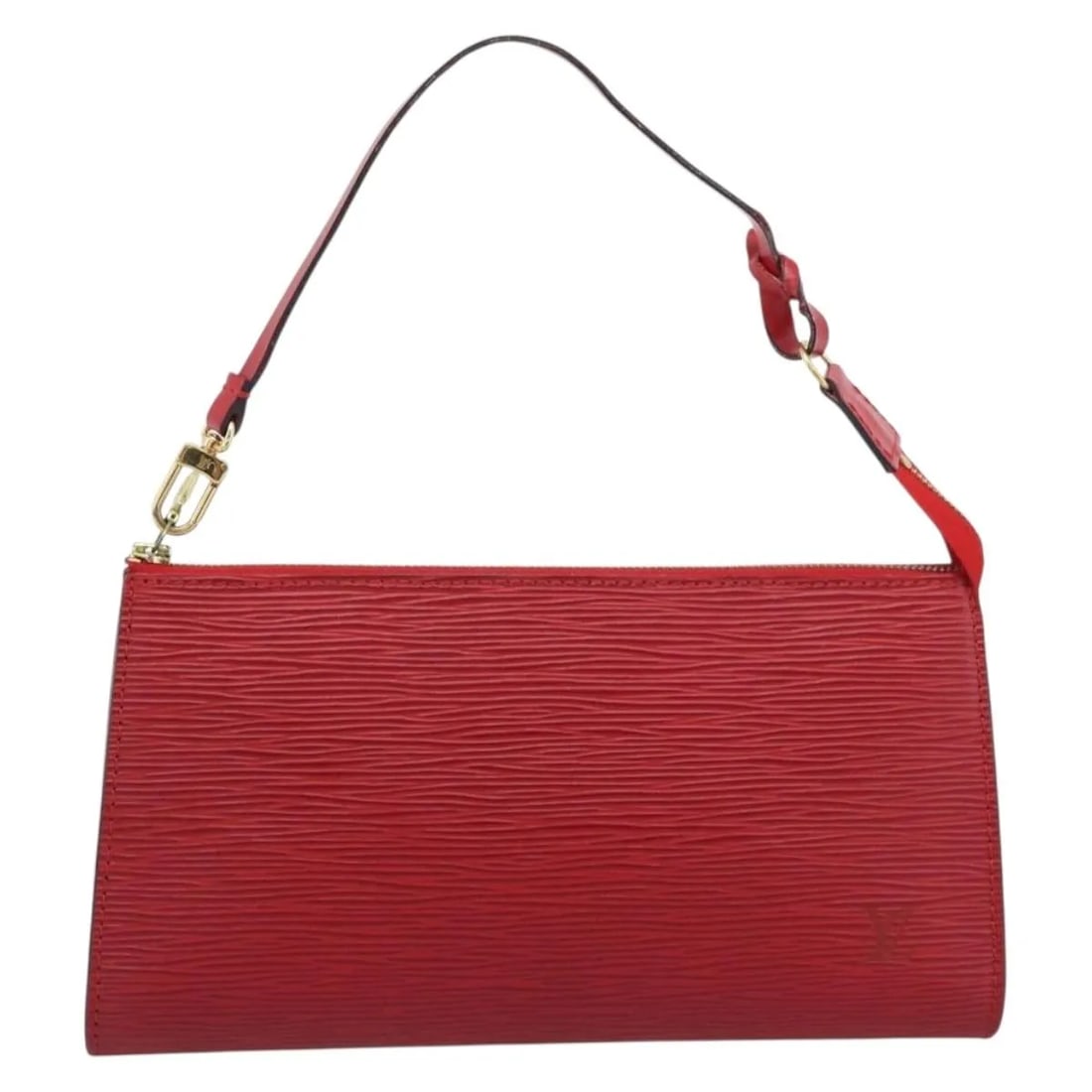 Louis Vuitton Pochette Accessoires Red Epi Leather Clutch: Louis Vuitton Pochette Accessoires Red Epi Leather Clutch Louis Vuitton Pochette Accessoires in red leather. This women's handbag is made in France and is presented in good condition, with light exter
