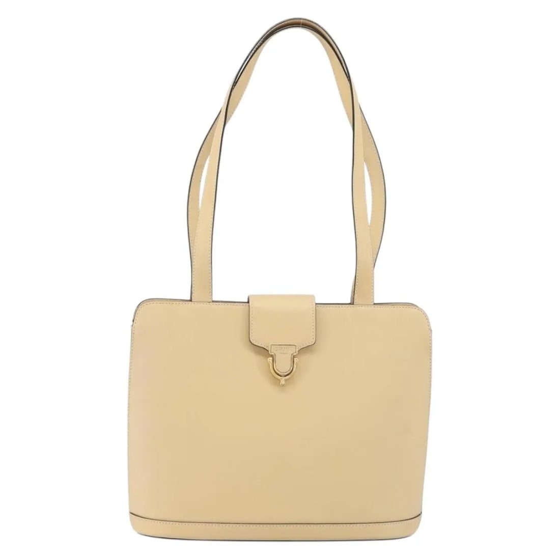 Celine Vintage Shoulder Bag Beige Leather Italy: Celine Vintage Shoulder Bag Beige Leather Italy This vintage Celine shoulder bag for women features beige leather construction with metal fittings. It offers practical dimensions of 30cm x 25cm x 10cm