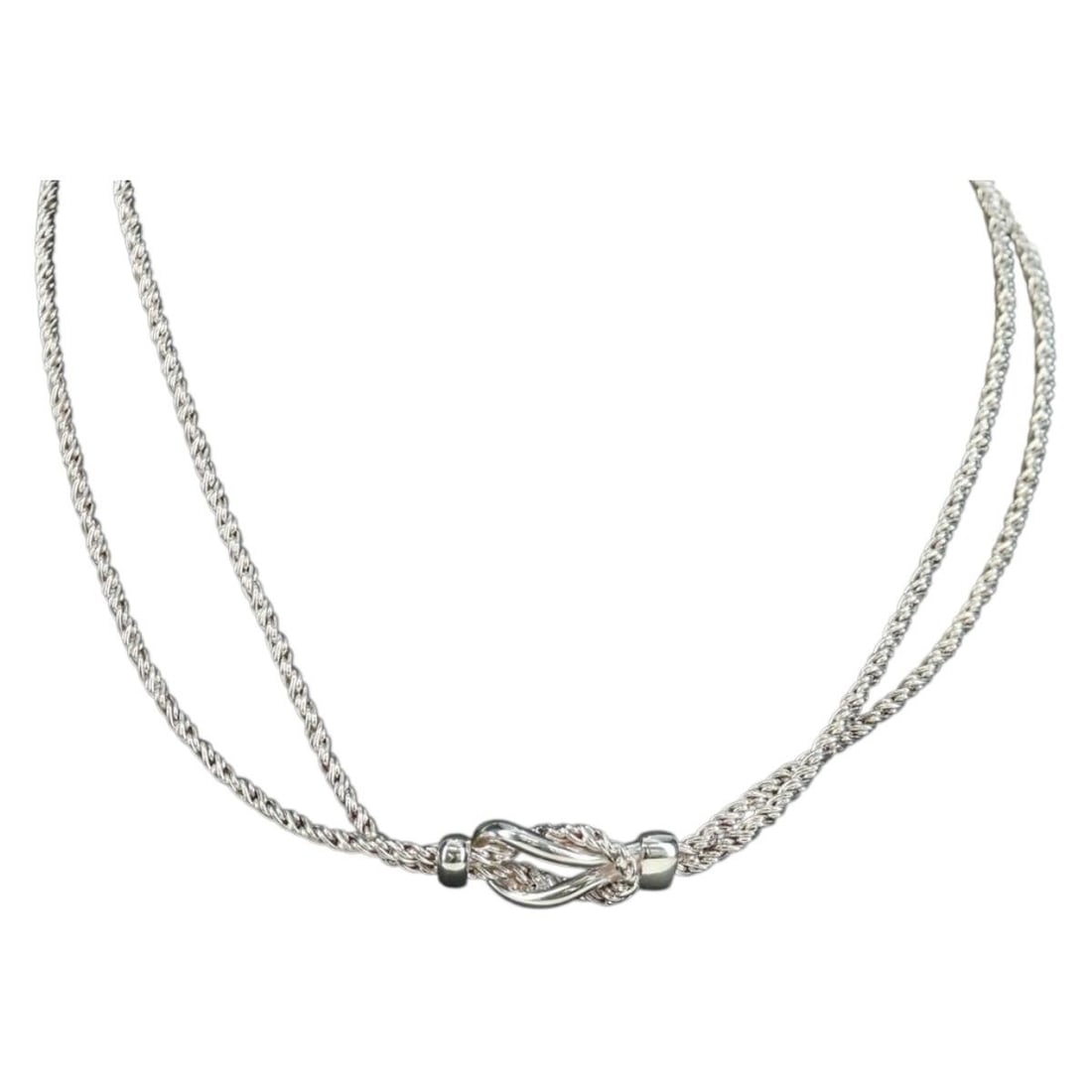 Double Rope Center Knot Sterling Silver Necklace by Tiffany and Co 16.5 Inch (1 of 11)