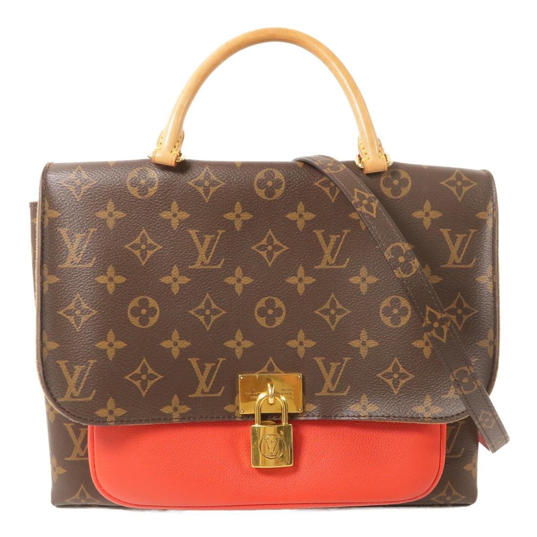 Louis Vuitton Marignan M44286 Monogram 2 Way Shoulder Bag Brown: Louis Vuitton Marignan M44286 Monogram 2 Way Shoulder Bag Brown Louis Vuitton LV Marignan 2Way Shoulder Bag M44286 in brown Monogram x PVC coated canvas. This women's regular-size bag is made in Franc