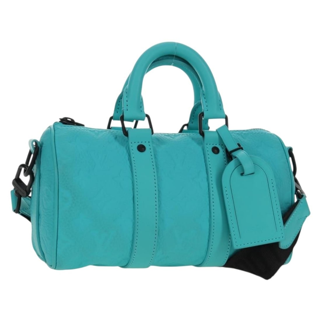 Louis Vuitton M11996 Keepall Bandouliere 25 Taurillon handbag: Louis Vuitton M11996 Keepall Bandouliere 25 Taurillon handbag Louis Vuitton Keepall Bandouliere 25 bag in turquoise blue, made in France. It is described as a hand bag and comes with a dust bag, item 