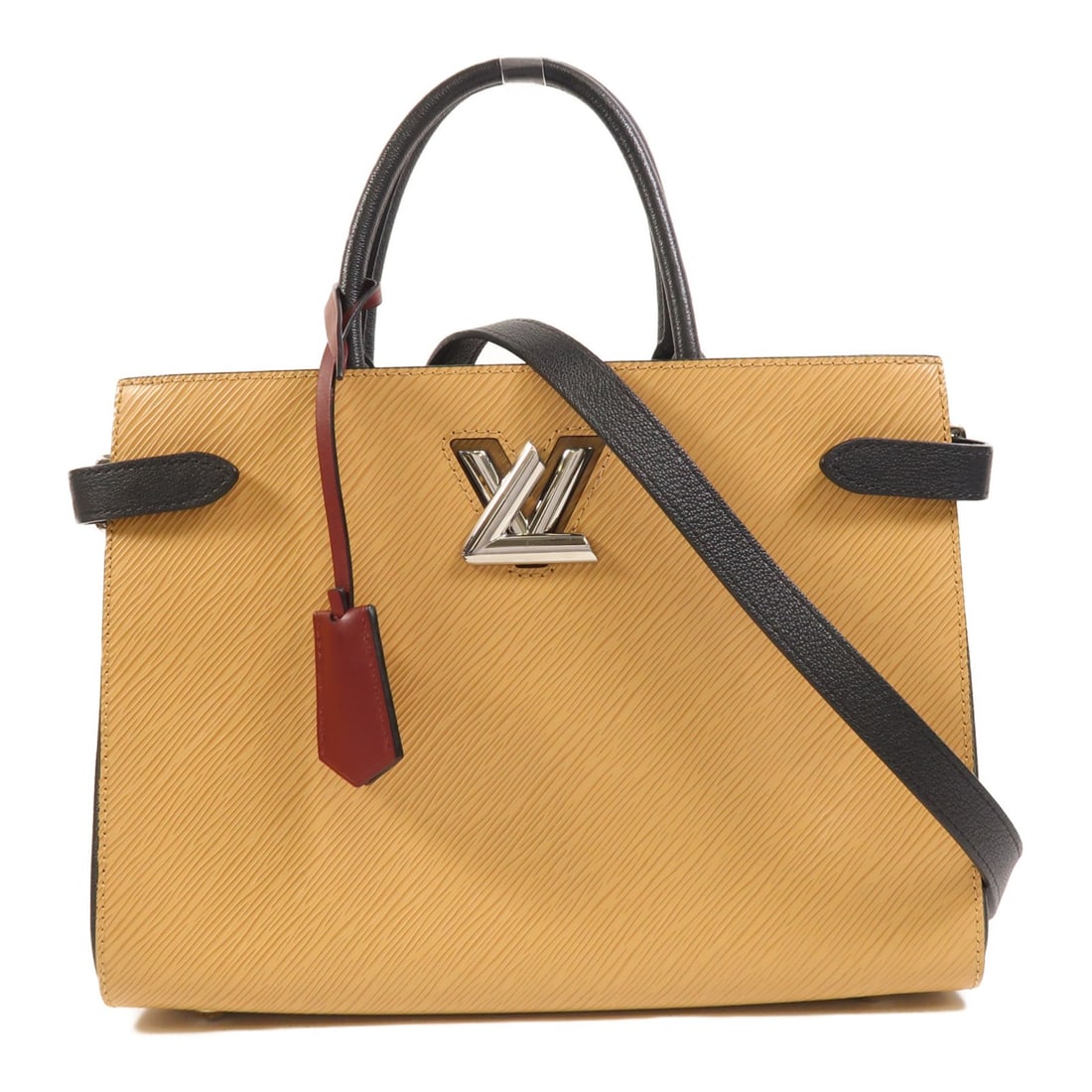 Louis Vuitton Twist Tote M51846 Epi Calfskin 2 Way Shoulder Bag Beige Camel: Louis Vuitton Twist Tote M51846 Epi Calfskin 2 Way Shoulder Bag Beige Camel Louis Vuitton Twist Tote 2-way shoulder bag in Epi leather and calfskin (cowhide), presented in beige and camel tones. This 