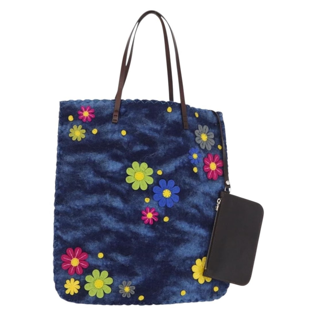 FENDI Blue Wool Tote Bag with Dust Bag Pouch: FENDI Blue Wool Tote Bag with Dust Bag Pouch FENDI tote bag in blue wool, made in Italy. It comes with a dust bag/pouch and is described as being in AB Very Good condition, with slight rubbing to the 