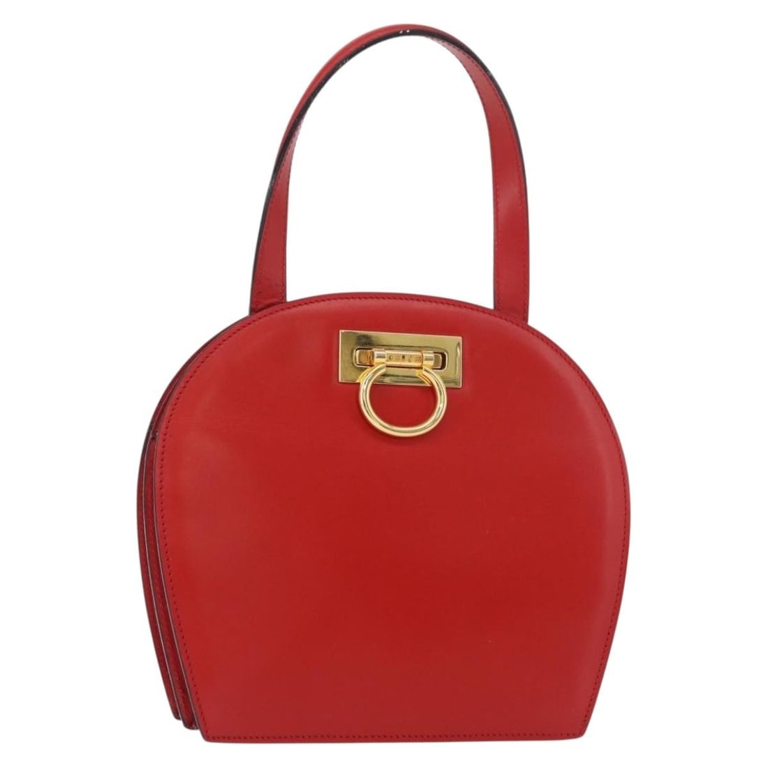 Celine red leather circle handbag with gold tone hardware: Celine red leather circle handbag with gold tone hardware A CELINE circle handbag in red leather with gold-tone metal fittings. It measures approximately W21 x H18 x D3 cm, with a handle drop of appro