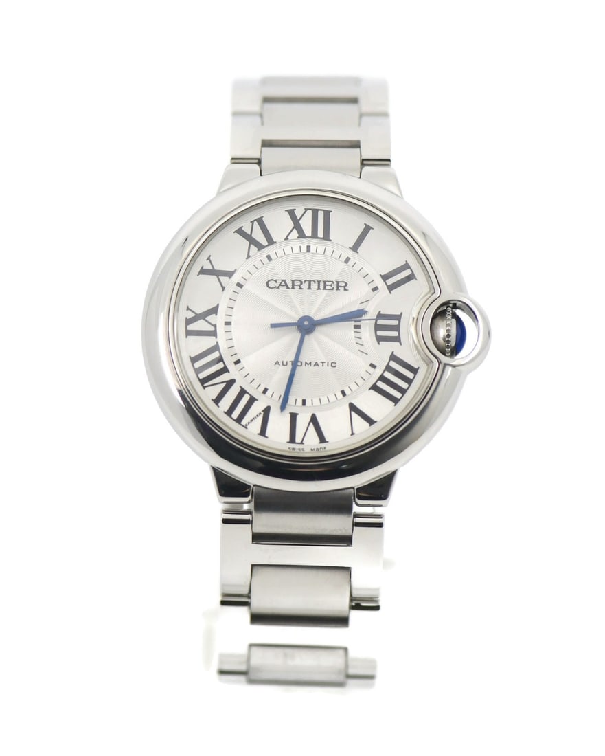 Cartier Ballon Bleu 36mm Stainless Steel Women's Automatic Watch Box: Cartier Ballon Bleu 36mm Stainless Steel Women's Automatic Watch Box This Cartier Ballon Bleu wristwatch, reference W6920046, features a 36mm polished stainless steel case with a smooth silver bezel a