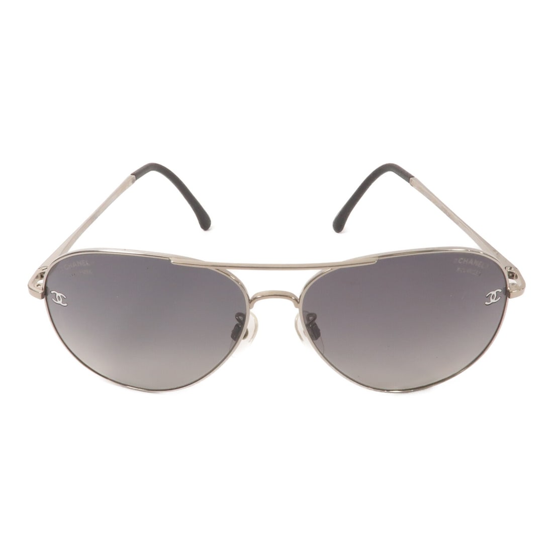 Chanel 4189 Metal Sunglasses Black with Storage Box Bag: Chanel 4189 Metal Sunglasses Black with Storage Box Bag CHANEL CC SHW Sunglass 4189 in black metal. This pair is identified as model 4189 and comes with storage box and storage bags. Condition is AB: 