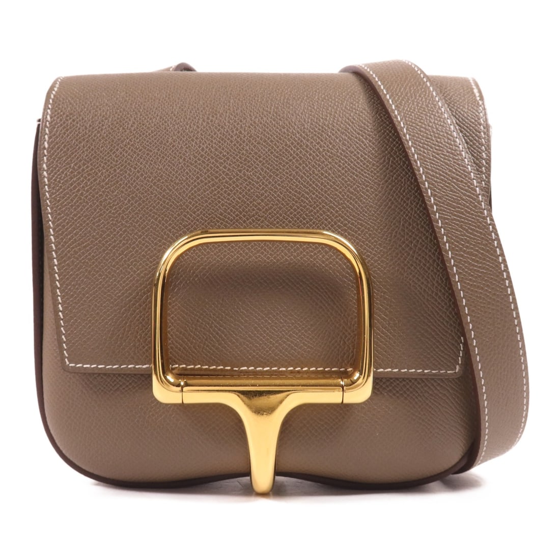 Hermes Della Cavalleria Mini Shoulder Bag Etoupe Epsom Leather: Hermes Della Cavalleria Mini Shoulder Bag Etoupe Epsom Leather Hermes Della Cavalleria Mini Shoulder Bag in Etoupe grey, made in France. This shoulder bag is crafted from Epsom and calfskin (cowhide) 