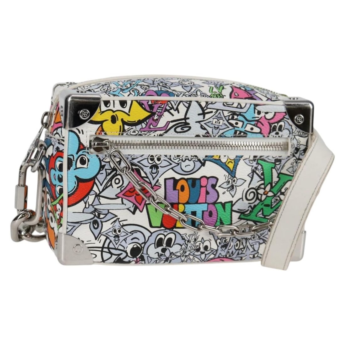 Louis Vuitton M82008 Mini Soft Trunk Shoulder Bag Monogram Comics Canvas: Louis Vuitton M82008 Mini Soft Trunk Shoulder Bag Monogram Comics Canvas This Louis Vuitton Mini Soft Trunk bag is crafted in Monogram Canvas with a multicolor design and styled as a shoulder bag. It 