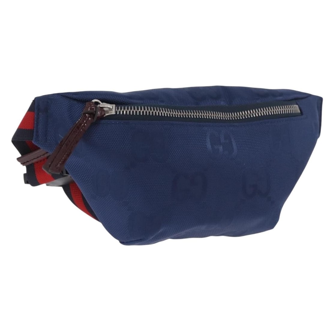 Gucci 502095 GG Canvas Waist Bag Navy Red Sherry Line: Gucci 502095 GG Canvas Waist Bag Navy Red Sherry Line A Gucci GG Canvas Sherry Line waist bag in navy and red, made in Italy. It features the GG Canvas material and comes with a dust bag. The bag is d