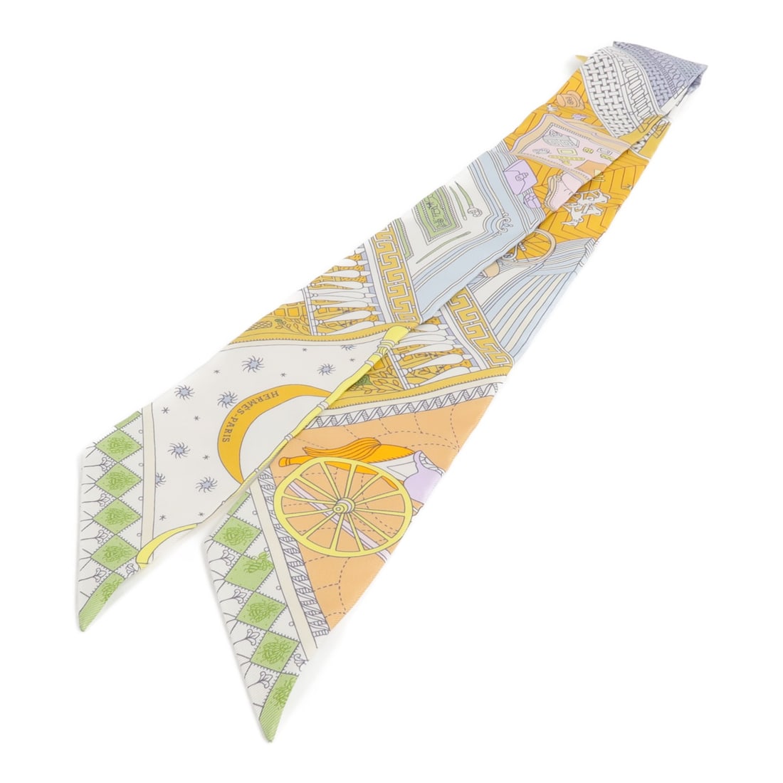 Hermes Twilly Silk Scarf Blue Orange Green with Box: Hermes Twilly Silk Scarf Blue Orange Green with Box Hermes Twilly scarf in silk with a blue, orange, and green colorway. It comes with a storage box and is described as being in pristine A+ condition.