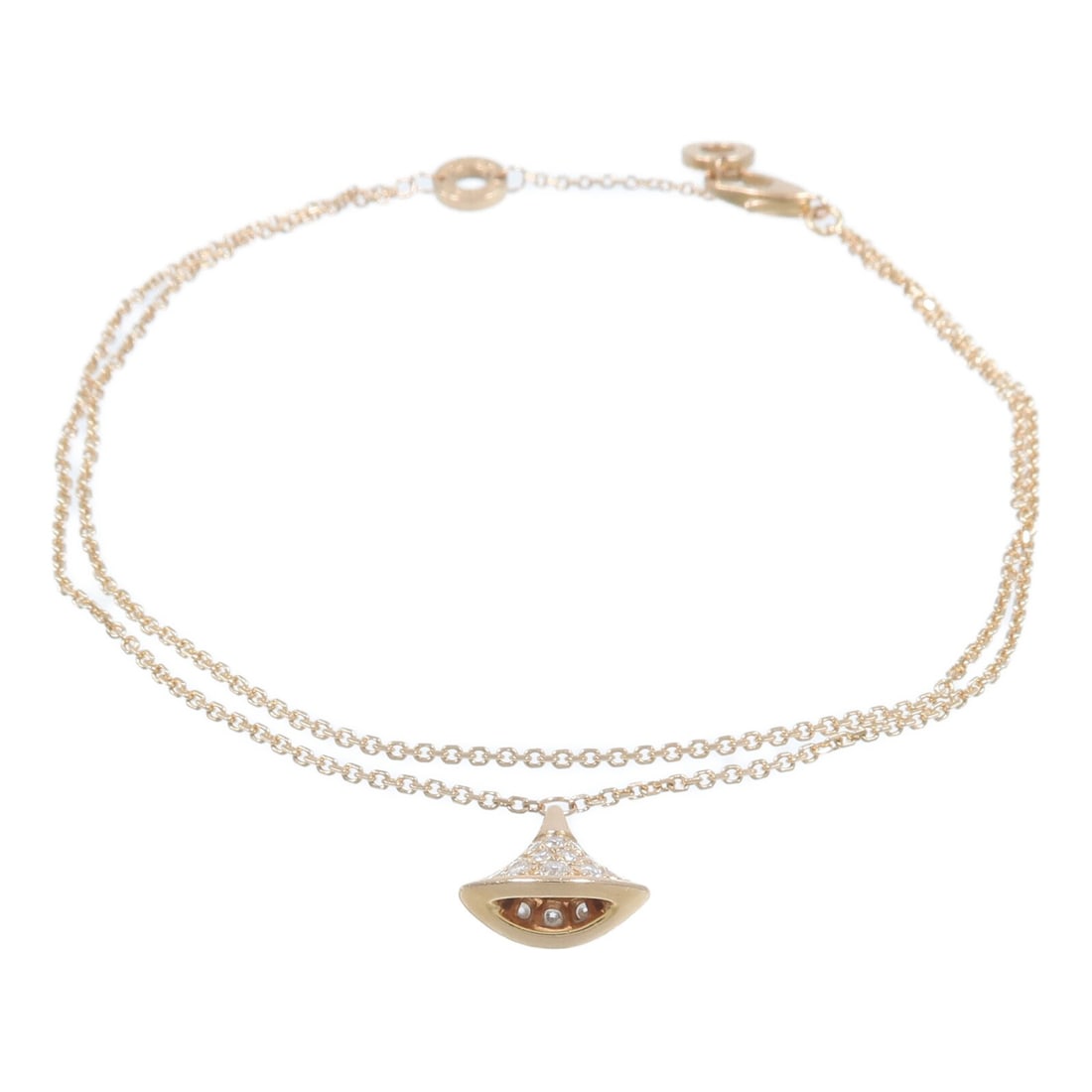 BVLGARI Divas Dream 18K Pink Gold Diamond Bracelet: BVLGARI Divas Dream 18K Pink Gold Diamond Bracelet A BVLGARI Divas Dream bracelet in 18K pink gold with diamond accents. The bracelet features a clear color presentation and a motif measuring approxim