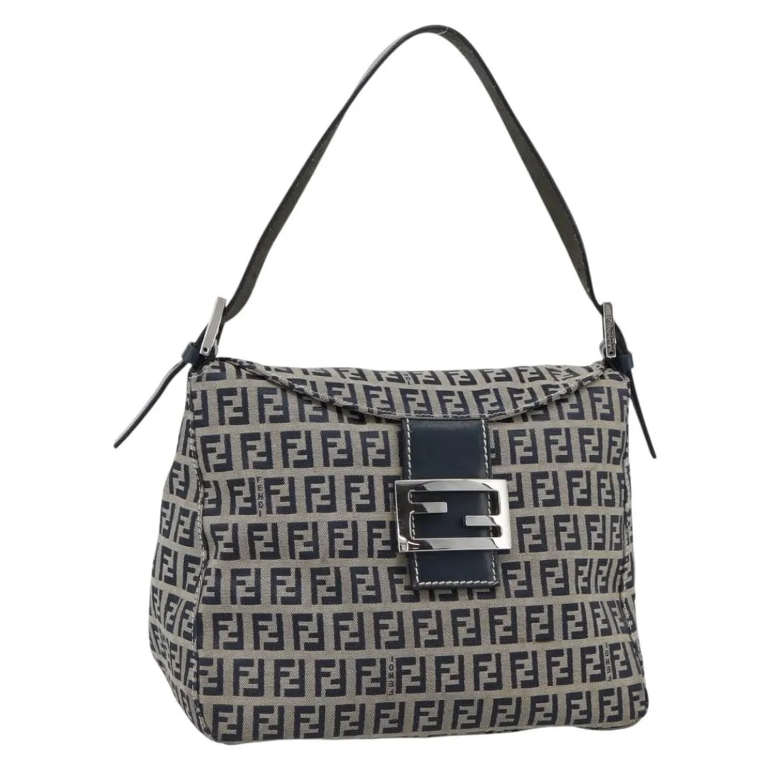 Fendi Zucchino Mamma Baguette Shoulder Bag Navy Canvas (1 of 18)