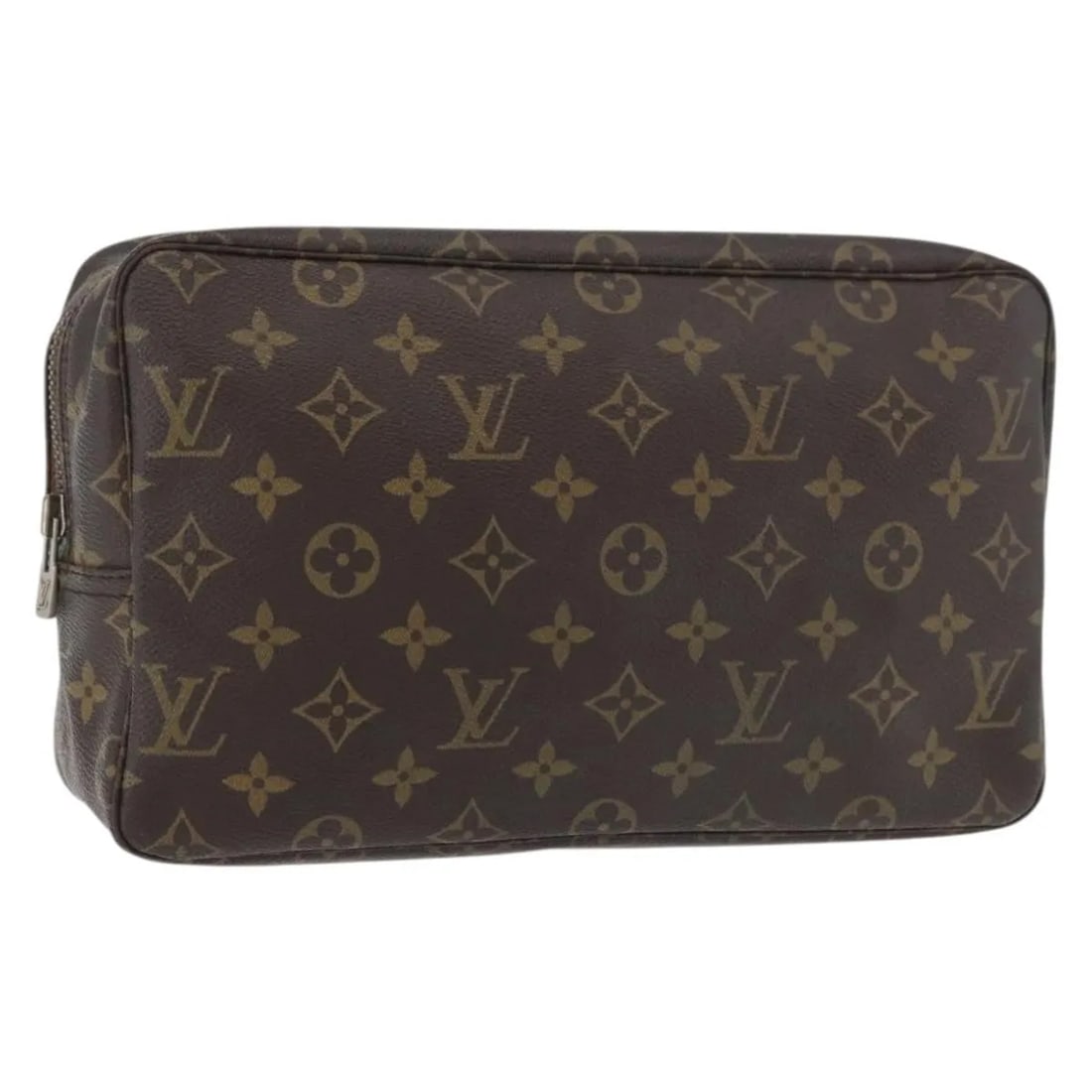 Louis Vuitton Monogram Canvas Trousse Toilette Cosmetic Pouch Brown 28cm: Louis Vuitton Monogram Canvas Trousse Toilette Cosmetic Pouch Brown 28cm This Louis Vuitton Trousse Toilette features the iconic Monogram canvas in brown, designed for women. The piece offers ample st