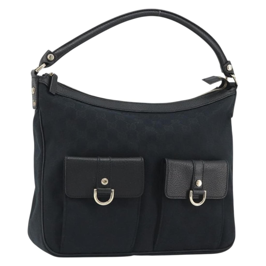 Gucci Abbey GG Canvas Shoulder Bag Black Silver 153025: Gucci Abbey GG Canvas Shoulder Bag Black Silver 153025 A Gucci shoulder bag in black and silver GG Canvas, made in Italy. It comes with a dust bag and features a shoulder drop of approximately 10 cm (