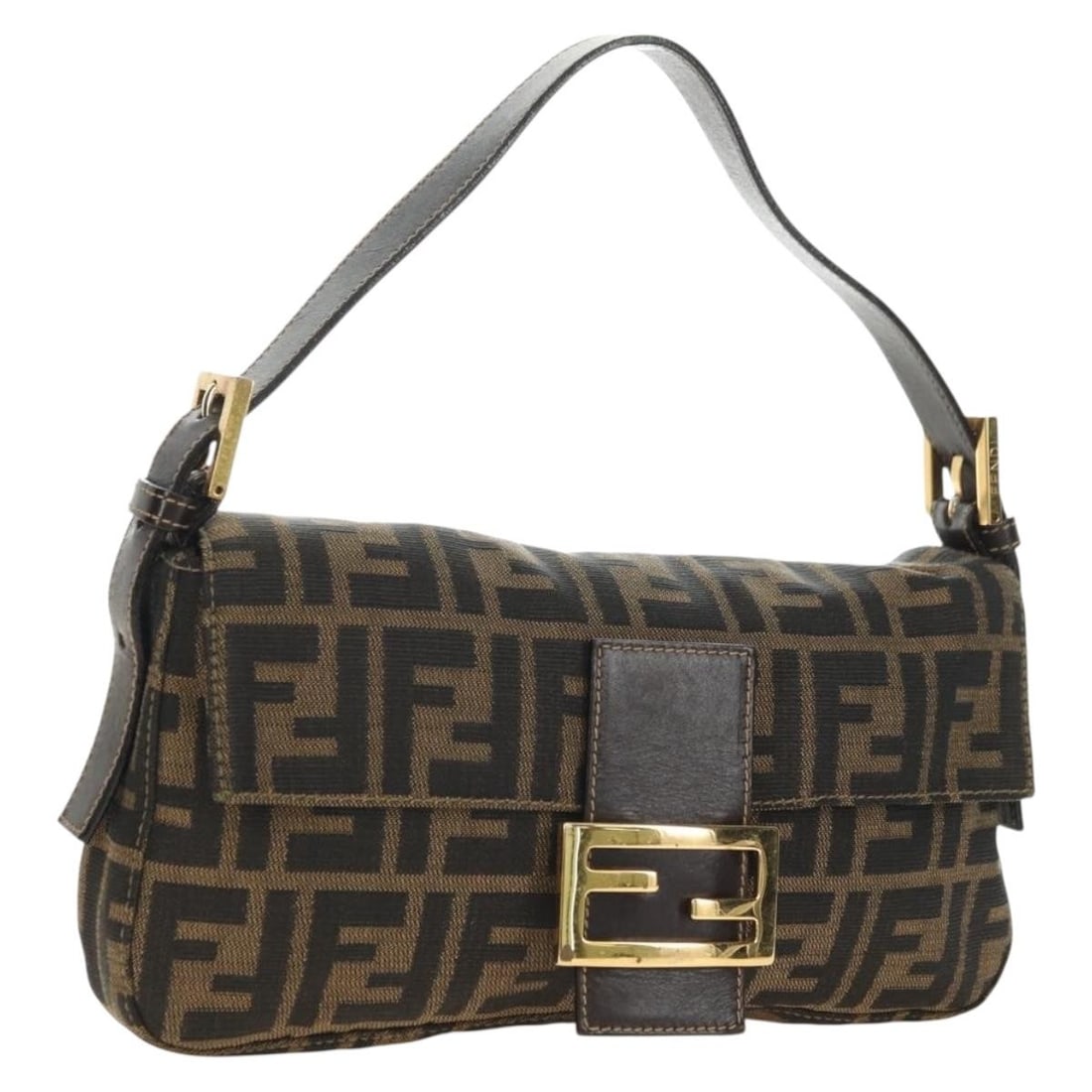 Fendi Mamma Baguette Zucca Canvas Shoulder Bag Black Brown: Fendi Mamma Baguette Zucca Canvas Shoulder Bag Black Brown Fendi Mamma Baguette shoulder bag in Zucca canvas with a black and brown exterior. Made in Italy, this women's bag measures approximately 25 