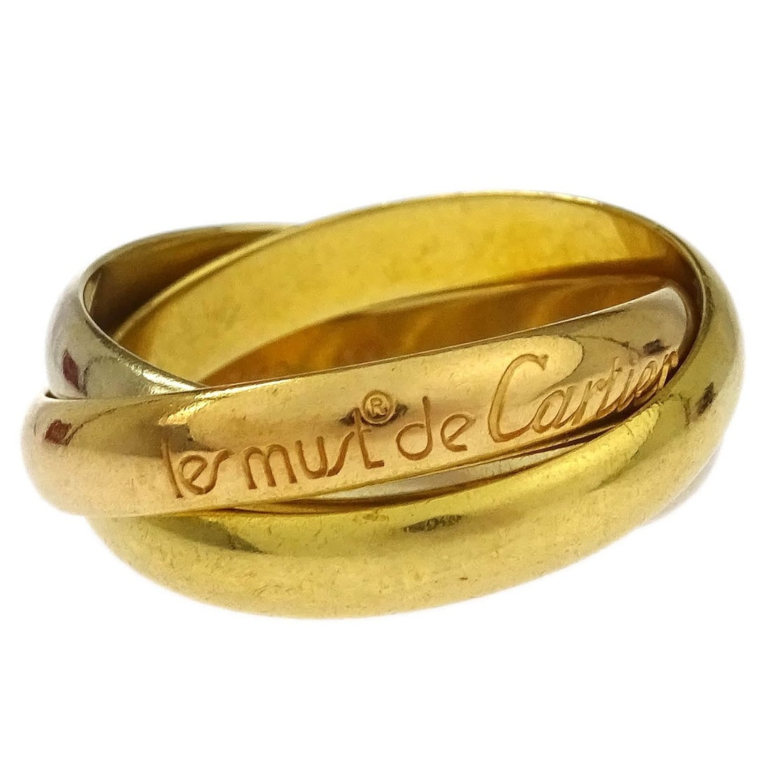 Cartier Trinity Gold Ring Au750 Size 53 Model A4453J: Cartier Trinity Gold Ring Au750 Size 53 Model A4453J Vintage Cartier Trinity ring crafted in Au750 gold with the iconic tri-band design. This ring has no main stone and presents in very good condition