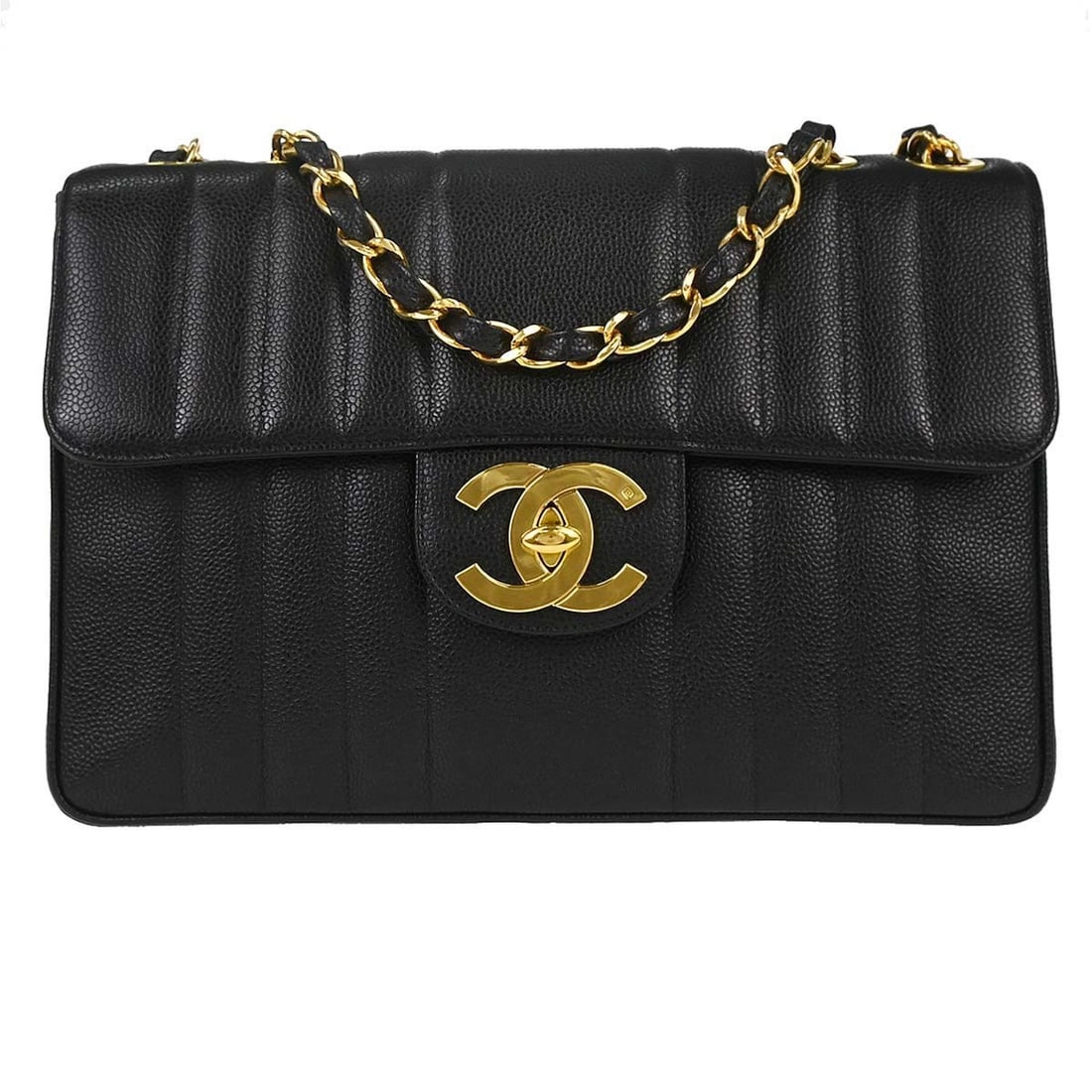 CHANEL Classic Single Flap Jumbo Mademoiselle Shoulder Bag Black (1 of 15)