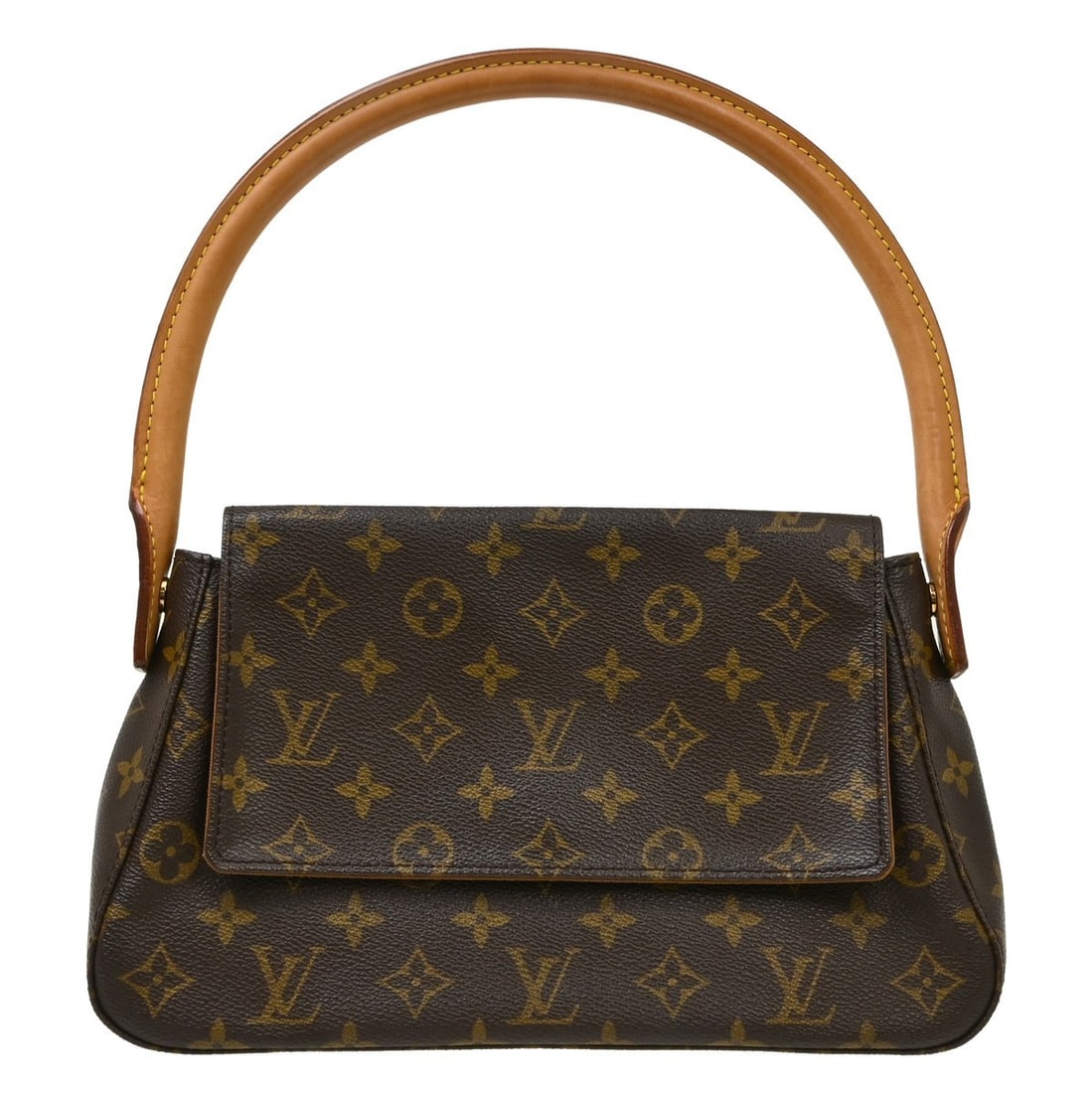 Louis Vuitton Mini Looping Monogram Canvas Top Handle Bag M51147: Louis Vuitton Mini Looping Monogram Canvas Top Handle Bag M51147 Louis Vuitton Mini Looping handbag in brown Monogram canvas with leather trim. This women's top-handle bag features a magnetic closure,