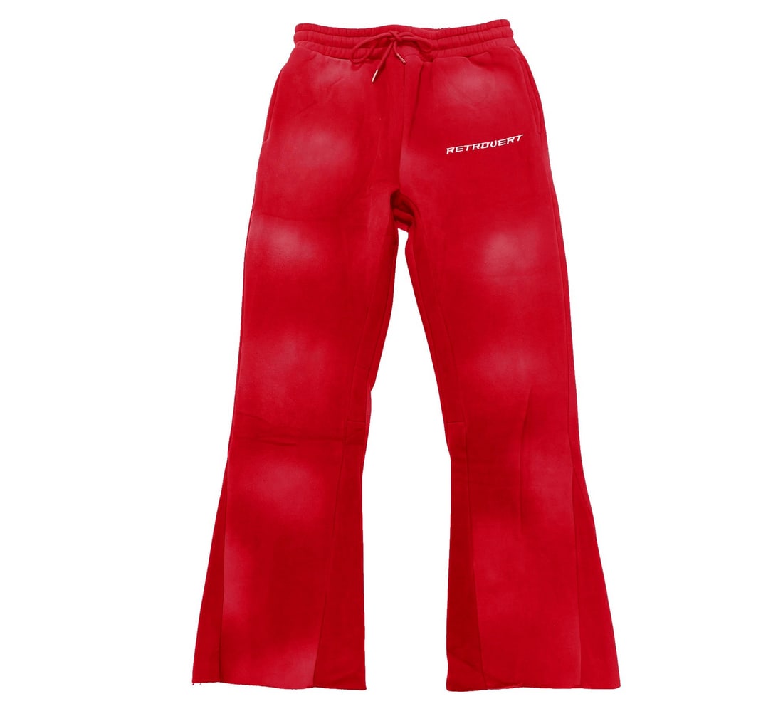 High-Rise Red Flared Leg Sweatpants by Retrovert Size XXL: High-Rise Red Flared Leg Sweatpants by Retrovert Size XXL Retrovert Red Flare Sweatpants offer a vintage-inspired look with a modern flare. Made from soft, breathable fabric, these sweatpants feature 
