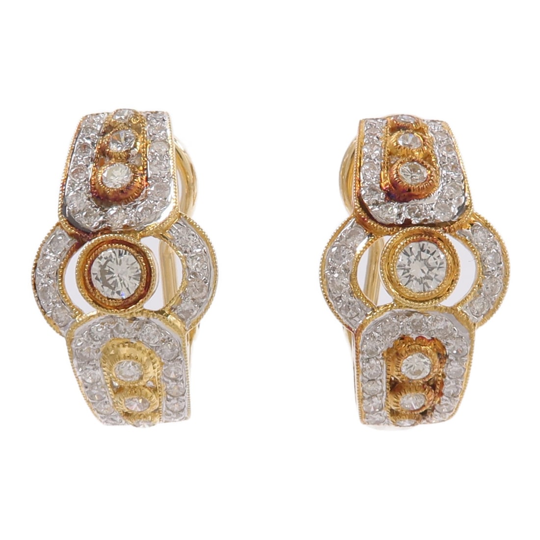 18K Yellow and White Gold Diamond Earrings (1 of 6)