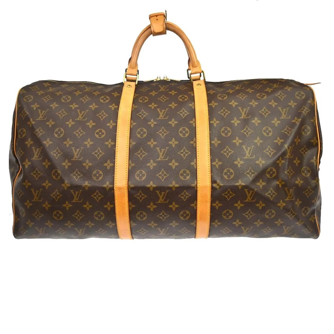 Louis Vuitton Keepall Travel Bag Monogram Canvas Brown: Louis Vuitton Keepall Travel Bag Monogram Canvas Brown Louis Vuitton Keepall in brown monogram canvas. This unisex travel bag is made in France and remains in good condition with visible wear. Noted c