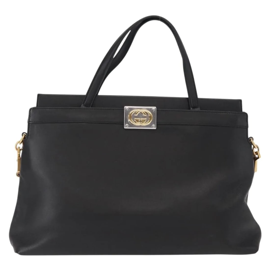 Gucci Linea Matisse Leather Top Handle Tote with Interlocking G: Gucci Linea Matisse Leather Top Handle Tote with Interlocking G Gucci Linea Matisse Interlocking G top handle tote in black leather. This vintage bag is presented in good condition with honest wear co