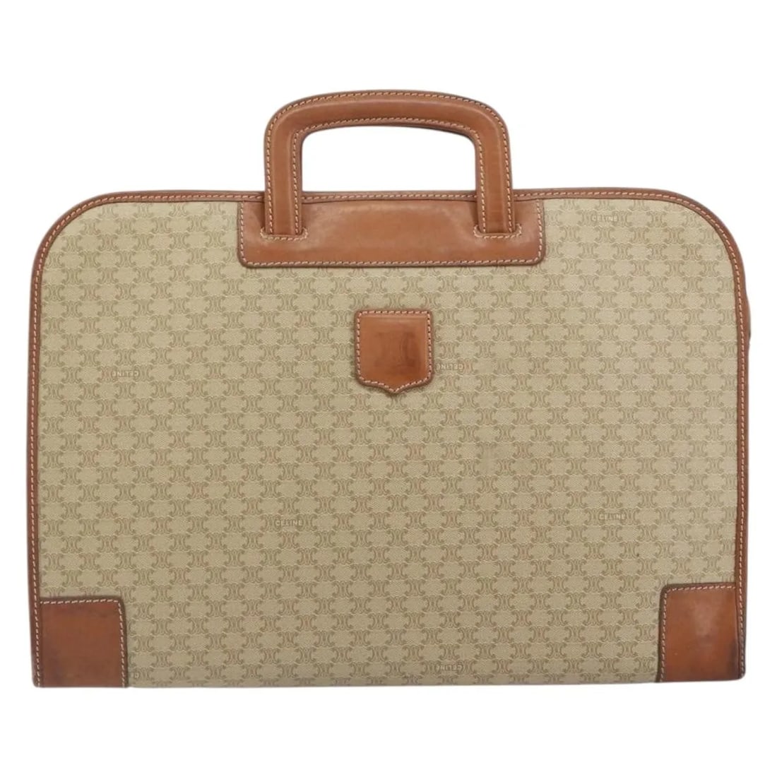 Celine Vintage Macadam beige canvas handbag Italy: Celine Vintage Macadam beige canvas handbag Italy Celine Vintage Macadam canvas bag in beige, made in Italy. Designed for women, it measures 39 cm x 27 cm x 6 cm. The item is in fair, worn condition w