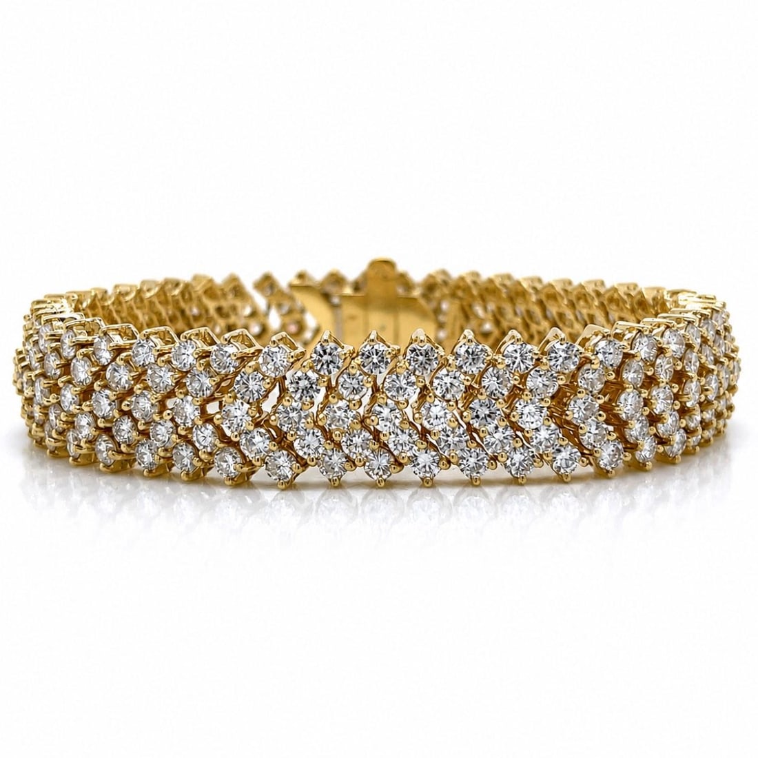 Diamond Bracelet in 18K Yellow Gold 230 Stones 7.5 x 0.5 (1 of 4)