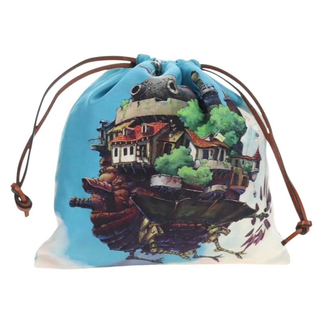 LOEWE Howl's Moving Castle Blue Canvas Pouch with Dust Bag: LOEWE Howl's Moving Castle Blue Canvas Pouch with Dust Bag This LOEWE pouch is crafted from canvas in a blue colorway and was made in Spain. It comes with a dust bag and is described as size W29 cm x 