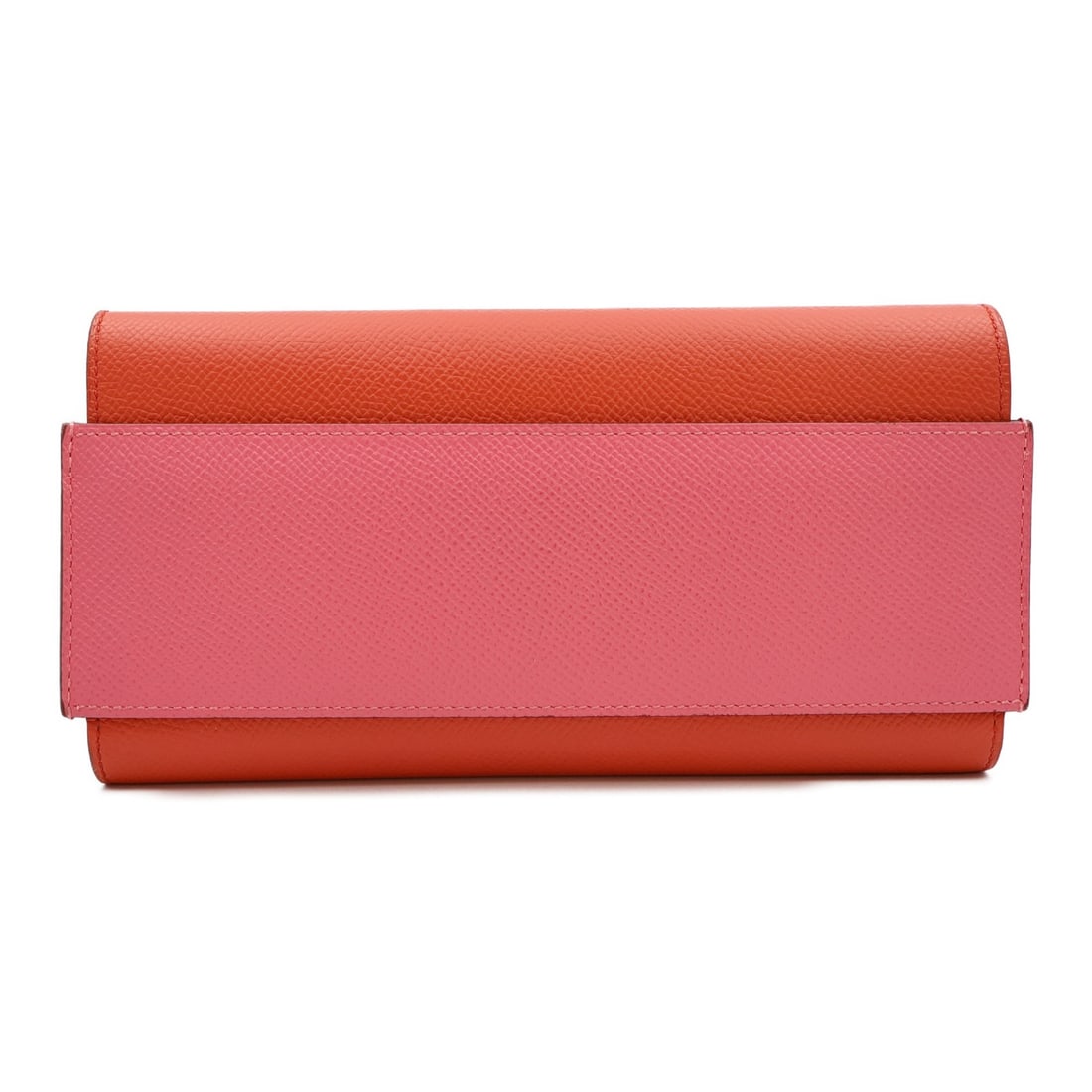Hermes Passant Epsom calfskin bifold long wallet orange pink PHW: Hermes Passant Epsom calfskin bifold long wallet orange pink PHW Hermes PHW Passant Long Wallet in Veau Epsom and calfskin (cowhide), presented in orange and pink. This bifold purse is a women's regul