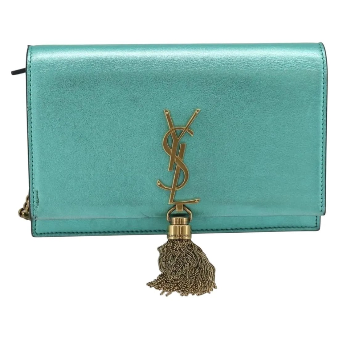 Saint Laurent Kate green leather shoulder bag: Saint Laurent Kate green leather shoulder bag Saint Laurent Kate leather bag in green, made in Italy. The item is in good condition with light wear on the exterior and interior, light scratching on th