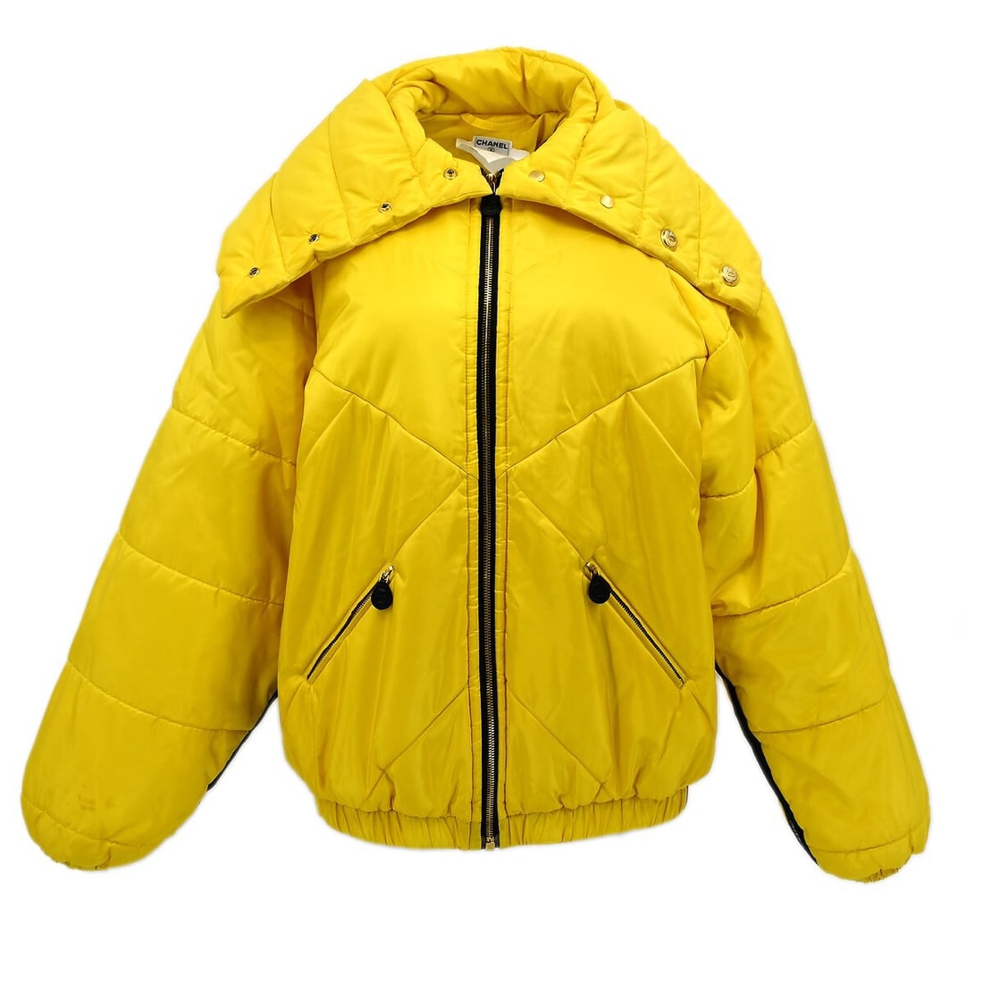 CHANEL 04572 vintage silk zip jacket yellow size 40 (1 of 10)